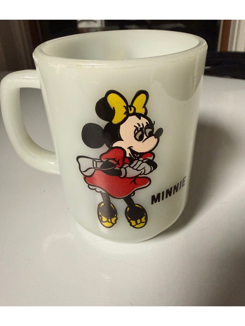 Vintage Minnie Mouse Milk Glass Mug Anchor Hocking Pepsi Disney 1970s